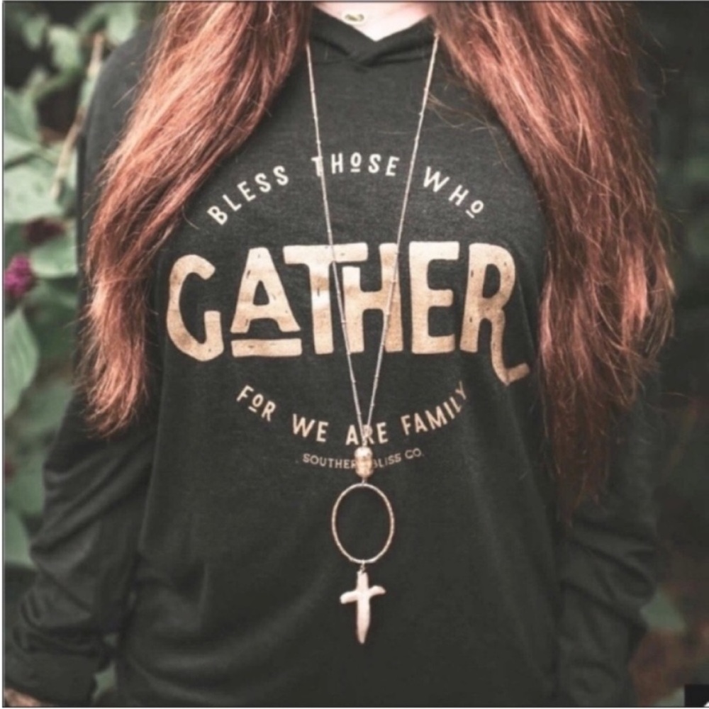 SOUTHERN BLISS CO faith long sleeve graphic hoodie T-shirt XXL gray